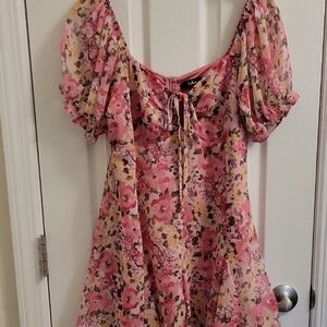 Lulu's Pink Floral Mini Dress